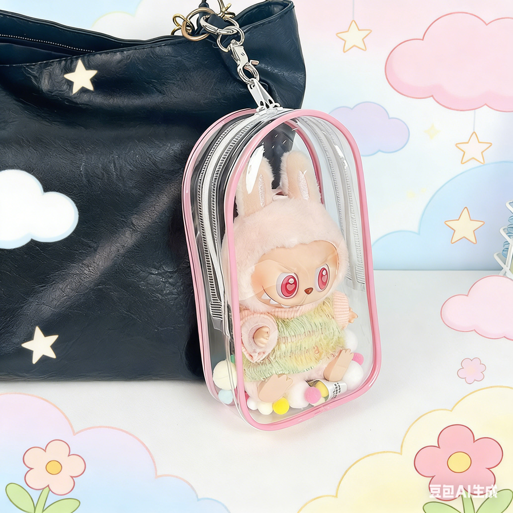 Labubu PVC transparent dust-proof hanging bag